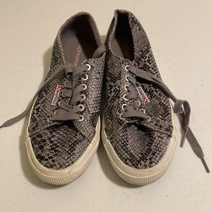 Snake skin superga tennis shoes